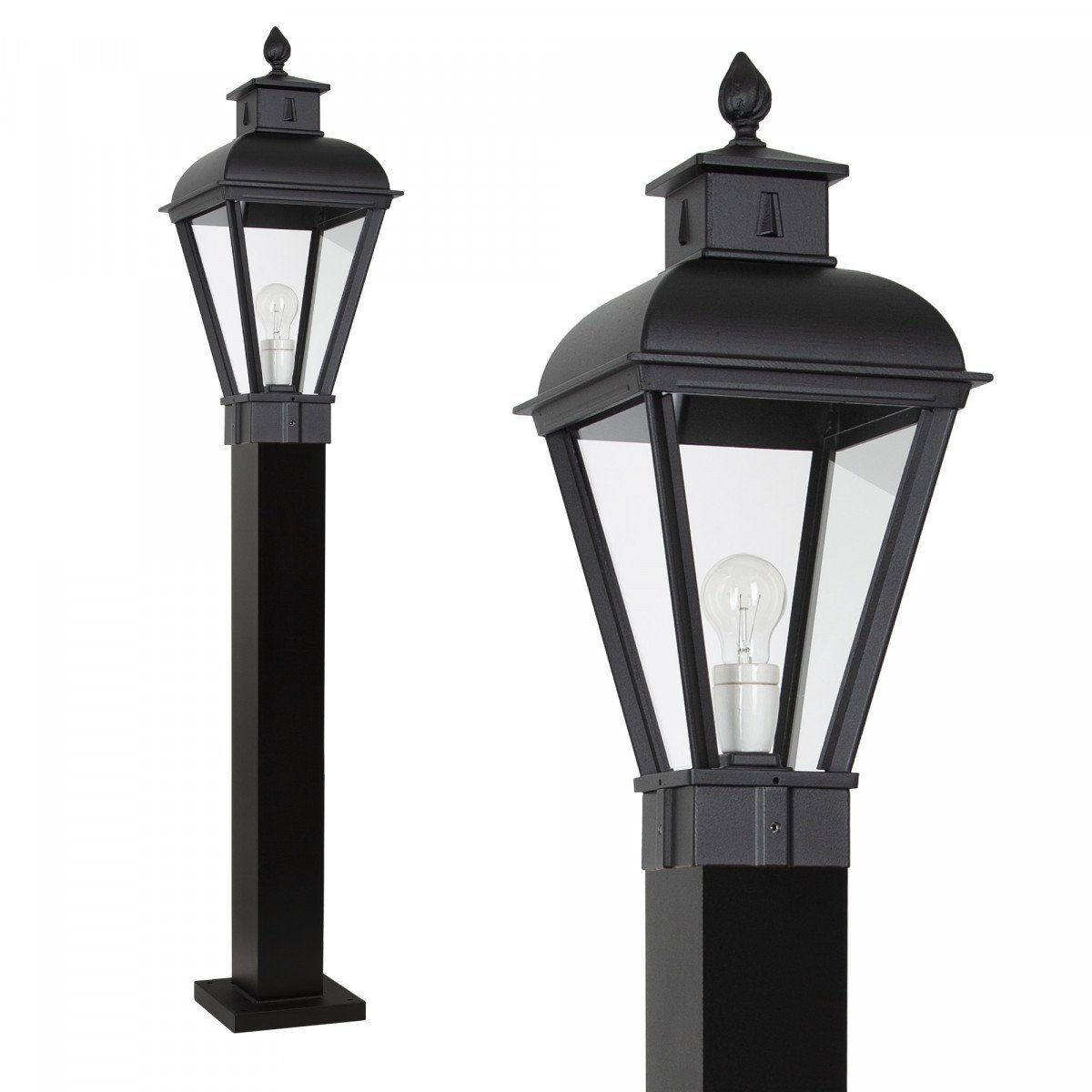 Klassieke zwarte aluminium vierkant tuinlamp 