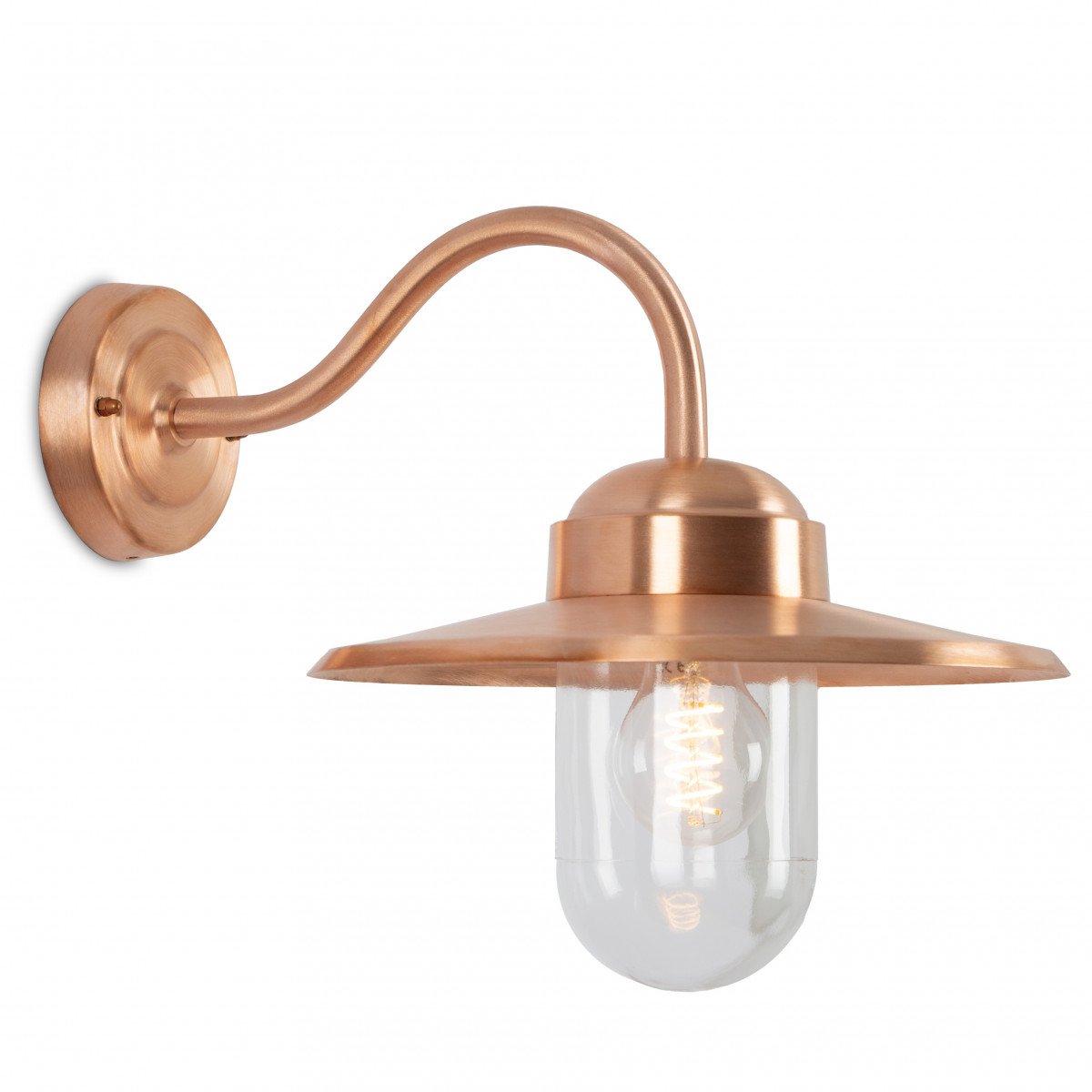 muurlamp Dolce koper, buitenlamp type stallamp met glazen stolp, koperen buitenverlichting van KS Verlichting